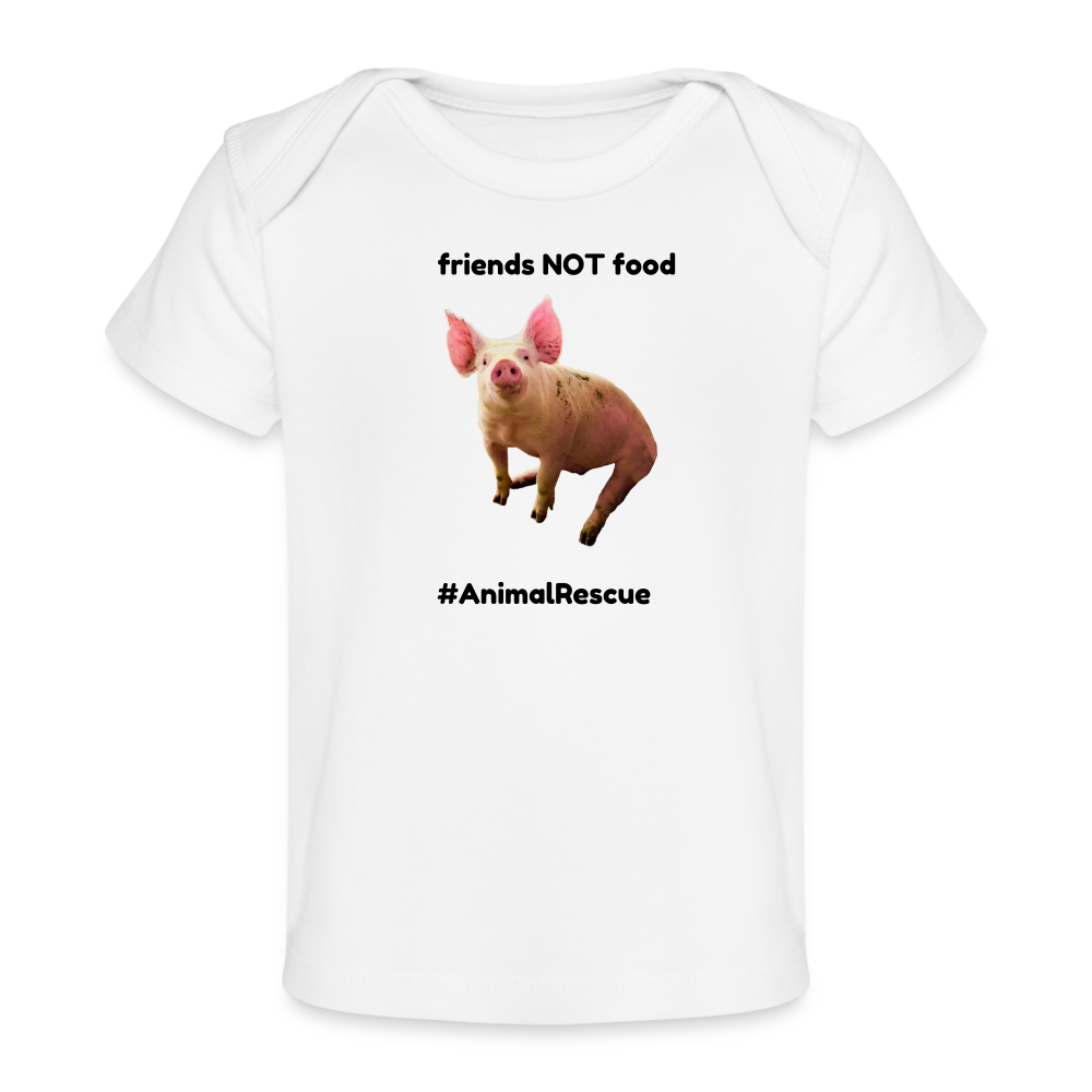 Pig Friend  •  Baby's Organic T-Shirt #AnimalRescue - white