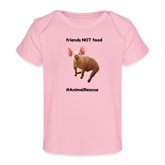 Pig Friend  •  Baby's Organic T-Shirt #AnimalRescue - light pink