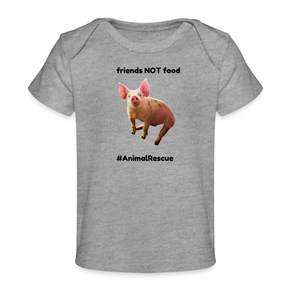 Pig Friend  •  Baby's Organic T-Shirt #AnimalRescue - heather grey