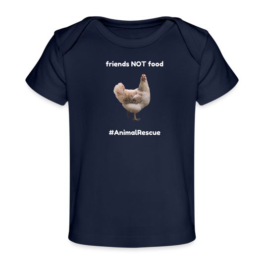 Chicken Friend  •  Baby's Organic T-Shirt #AnimalRescue - dark navy