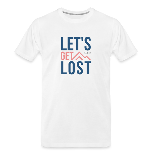 Let's Get Lost •  Organic T-Shirt #CAWildfireRelief - white