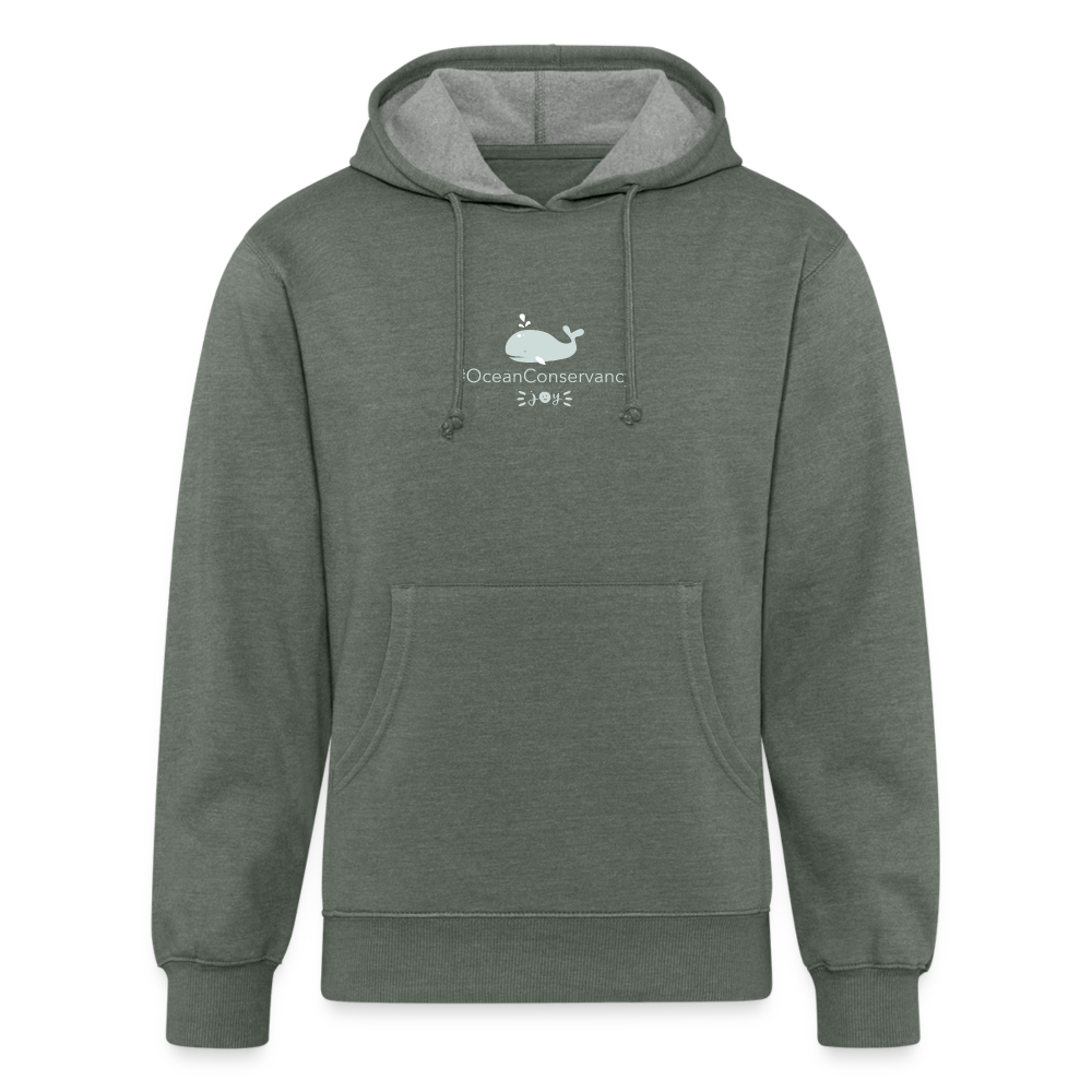 Whale •  Adult Eco Hoodie #OceanConservancy - heather military green