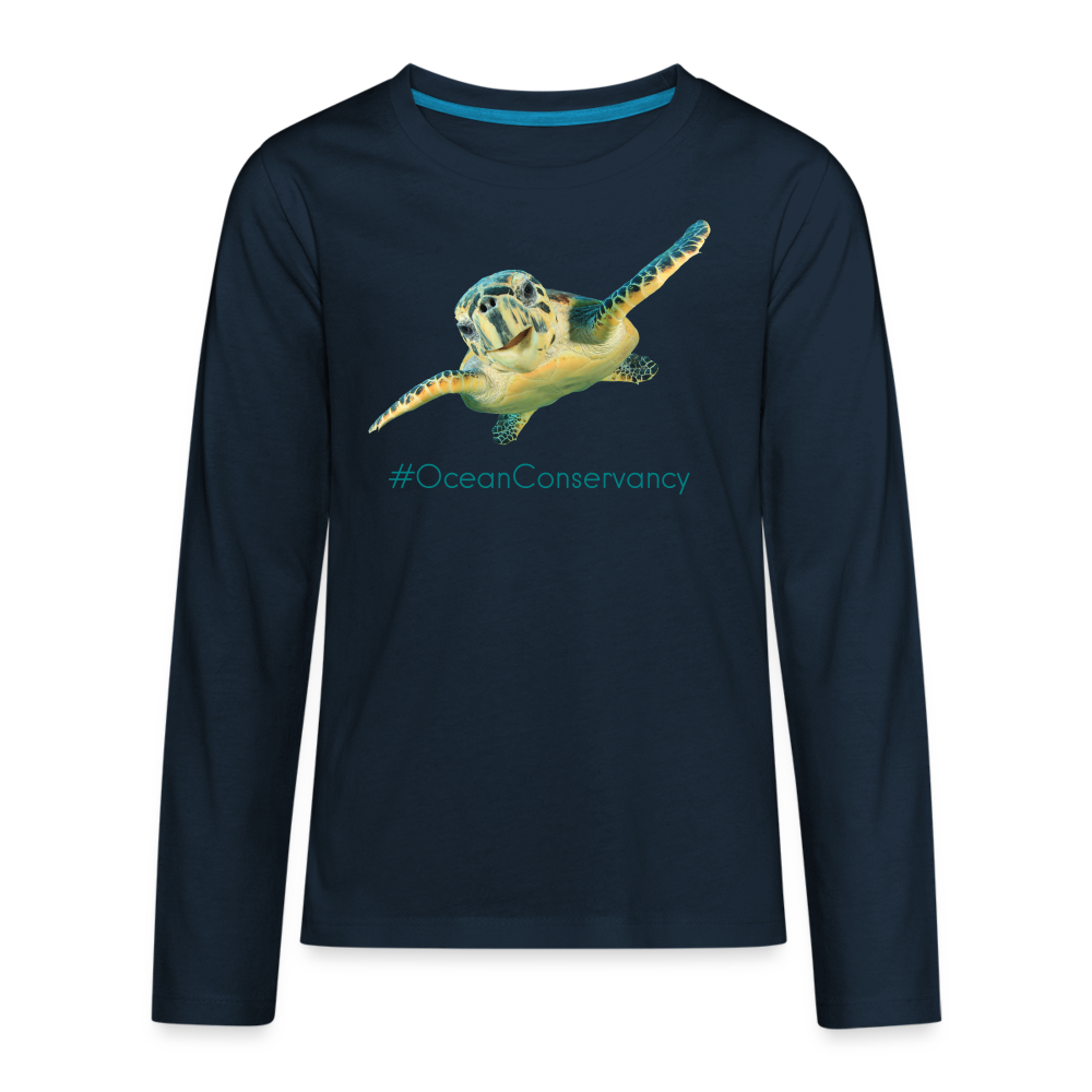 Sea Turtle •  kids' Premium Long Sleeve T-Shirt #OceanConservancy - deep navy