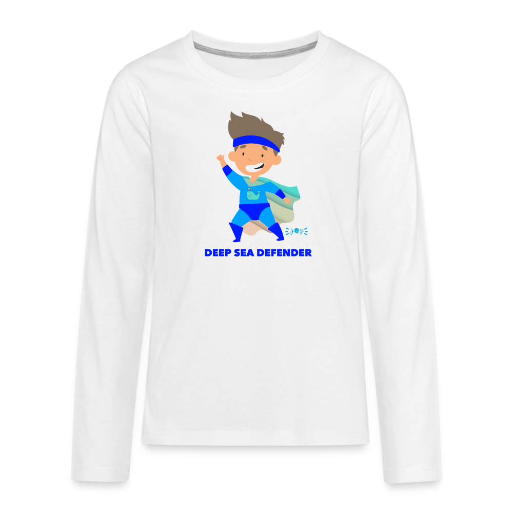 Deep Sea Defender •  Kids Long Sleeve T-Shirt -S1 #OceanConservancy - white