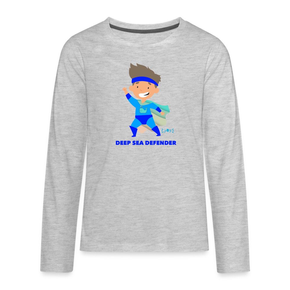 Deep Sea Defender •  Kids Long Sleeve T-Shirt -S1 #OceanConservancy - heather gray