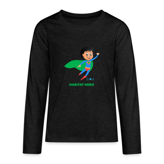 Habitat Hero •  Kids Premium Long Sleeve T-Shirt -S3 #CAWildfireRelief - charcoal grey