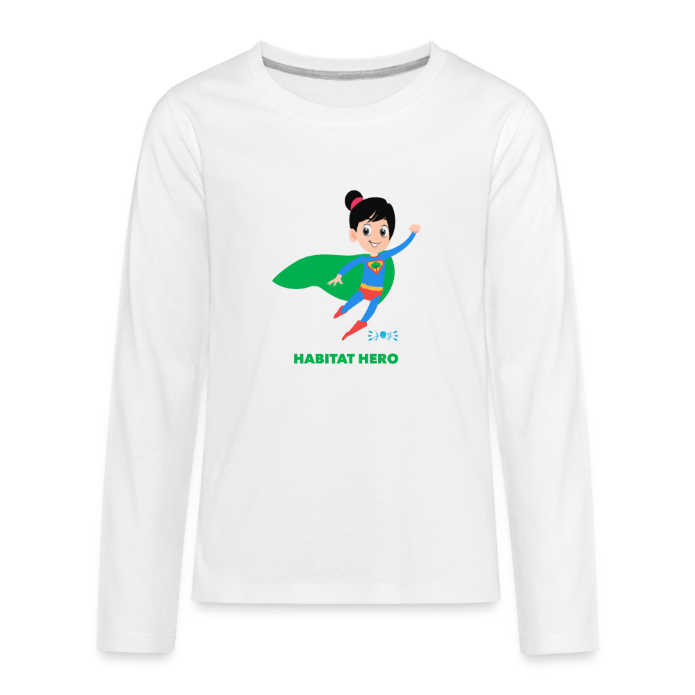 Habitat Hero •  Kids Premium Long Sleeve T-Shirt -S4 #CAWildfireRelief - white