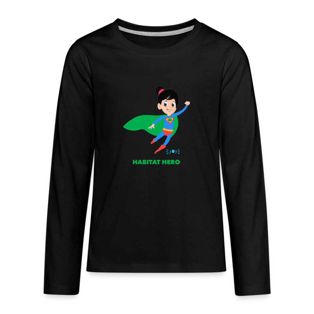 Habitat Hero •  Kids Premium Long Sleeve T-Shirt -S4 #CAWildfireRelief - black