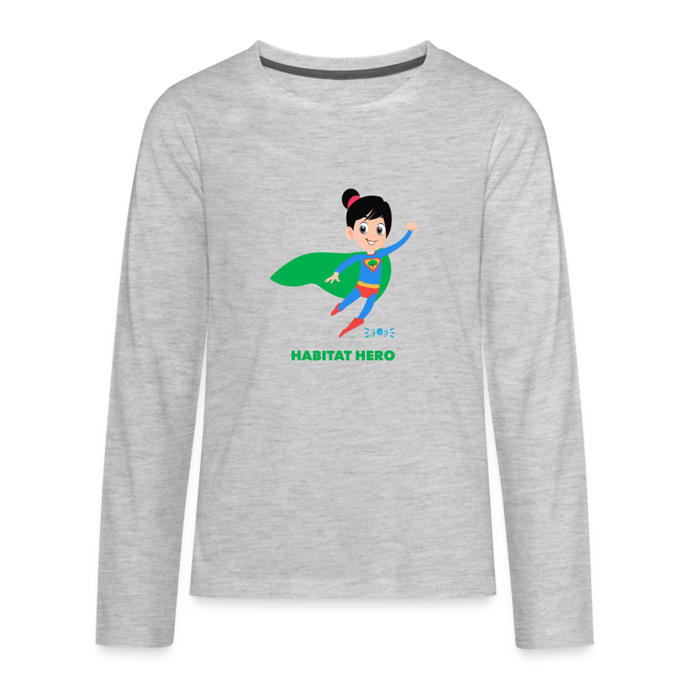 Habitat Hero •  Kids Premium Long Sleeve T-Shirt -S4 #CAWildfireRelief - heather gray