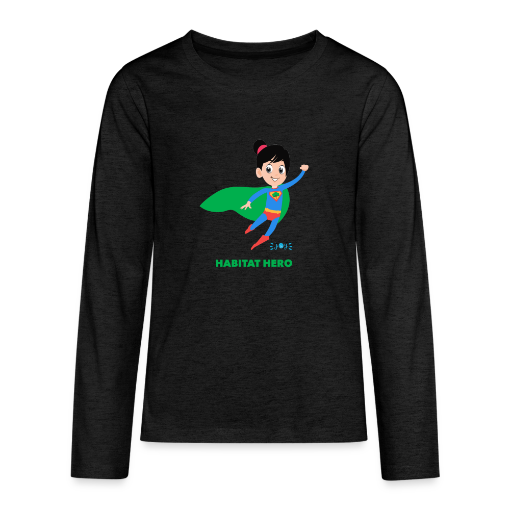 Habitat Hero •  Kids Premium Long Sleeve T-Shirt -S4 #CAWildfireRelief - charcoal grey