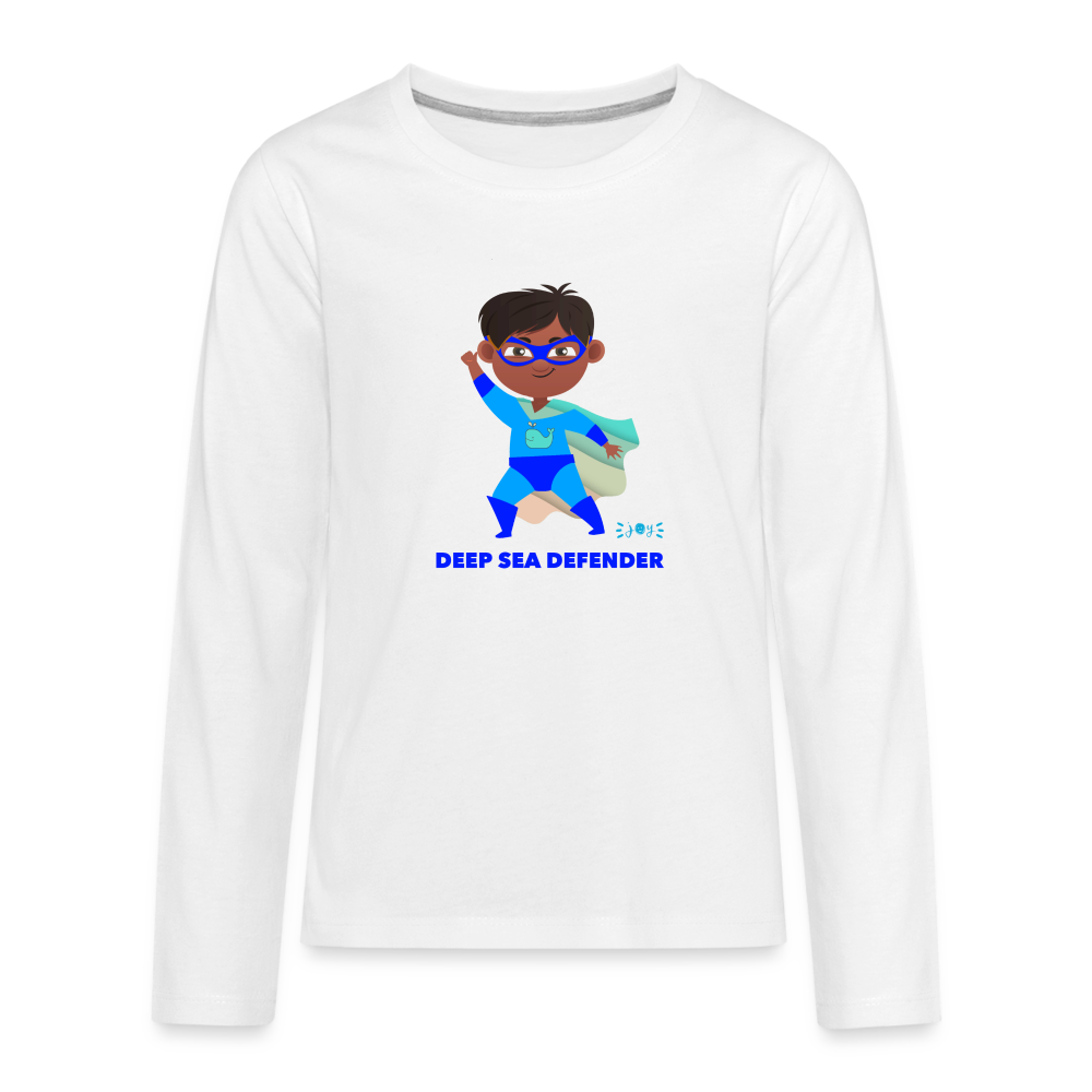 Deep Sea Defender •  Kids Long Sleeve T-Shirt -S2 #OceanConservancy - white