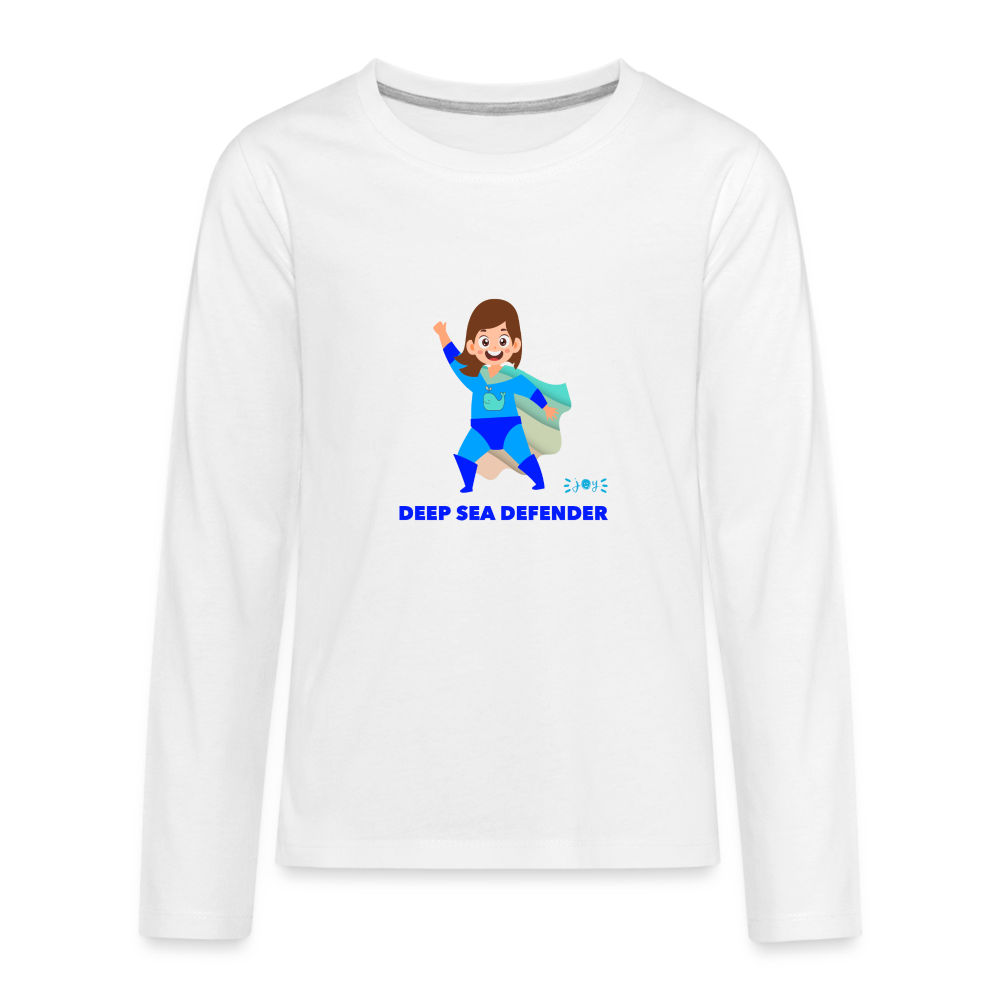 Deep Sea Defender •  Kids Long Sleeve T-Shirt -S3 #OceanConservancy - white