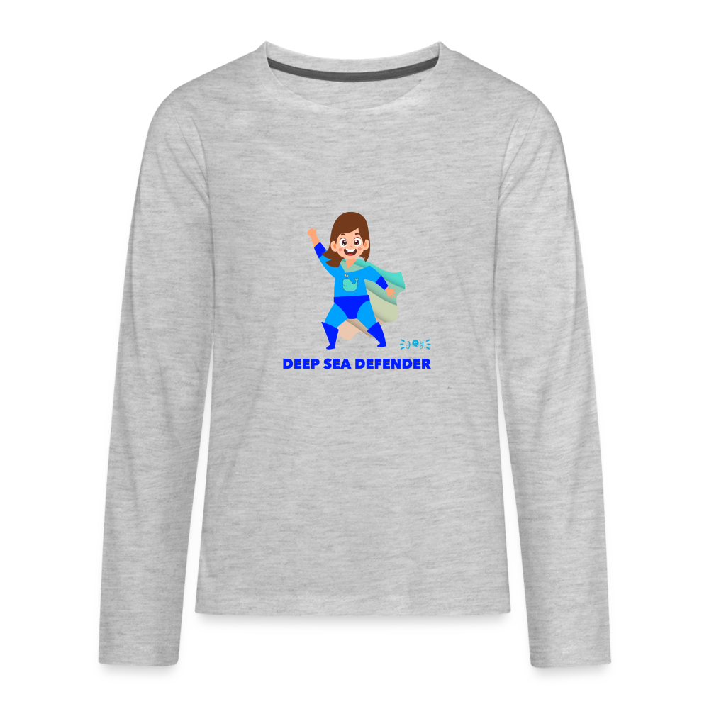 Deep Sea Defender •  Kids Long Sleeve T-Shirt -S3 #OceanConservancy - heather gray