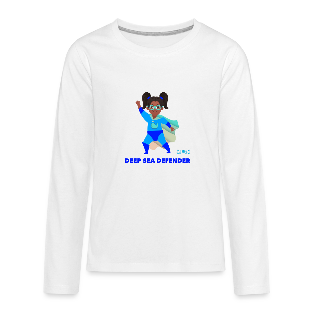 Deep Sea Defender •  Kids Long Sleeve T-Shirt -S4 #OceanConservancy - white