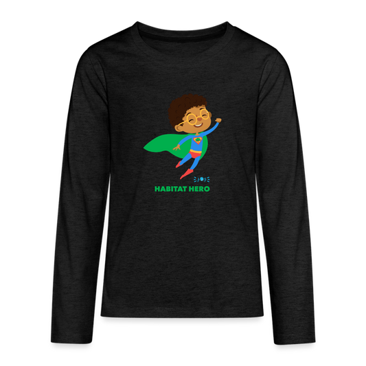Habitat Hero •  Kids Premium Long Sleeve T-Shirt -S1 #CAWildfireRelief - charcoal grey