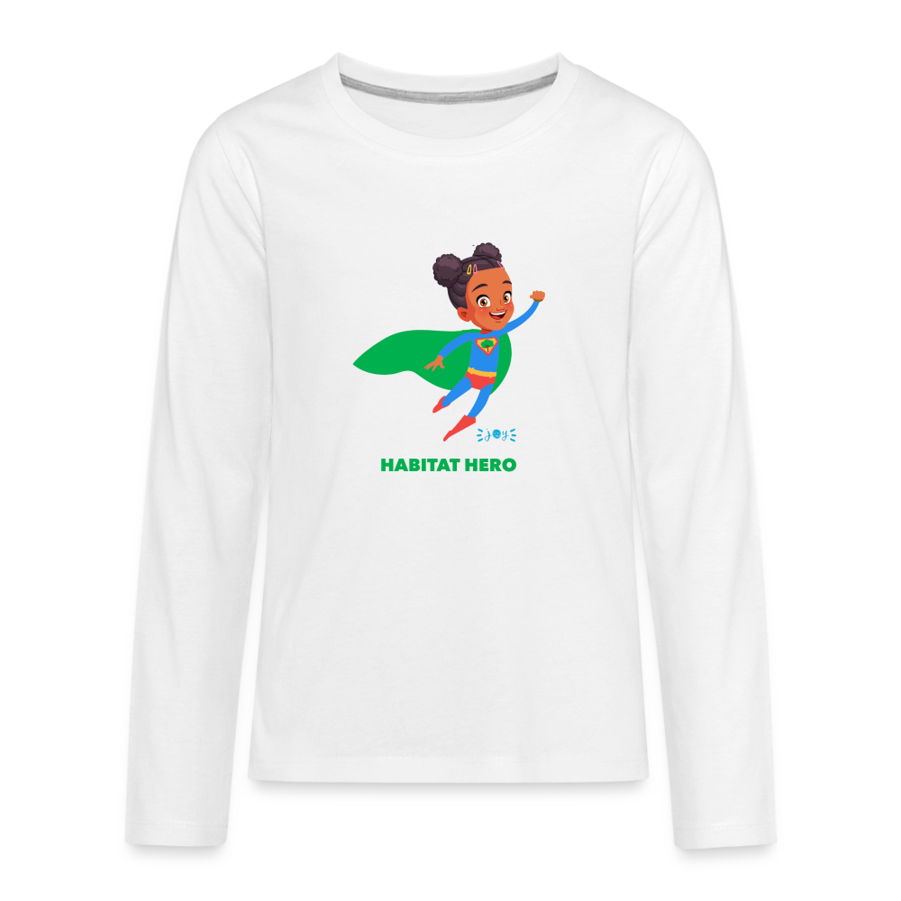 Habitat Hero •  Kids Premium Long Sleeve T-Shirt -S2 #CAWildfireRelief - white