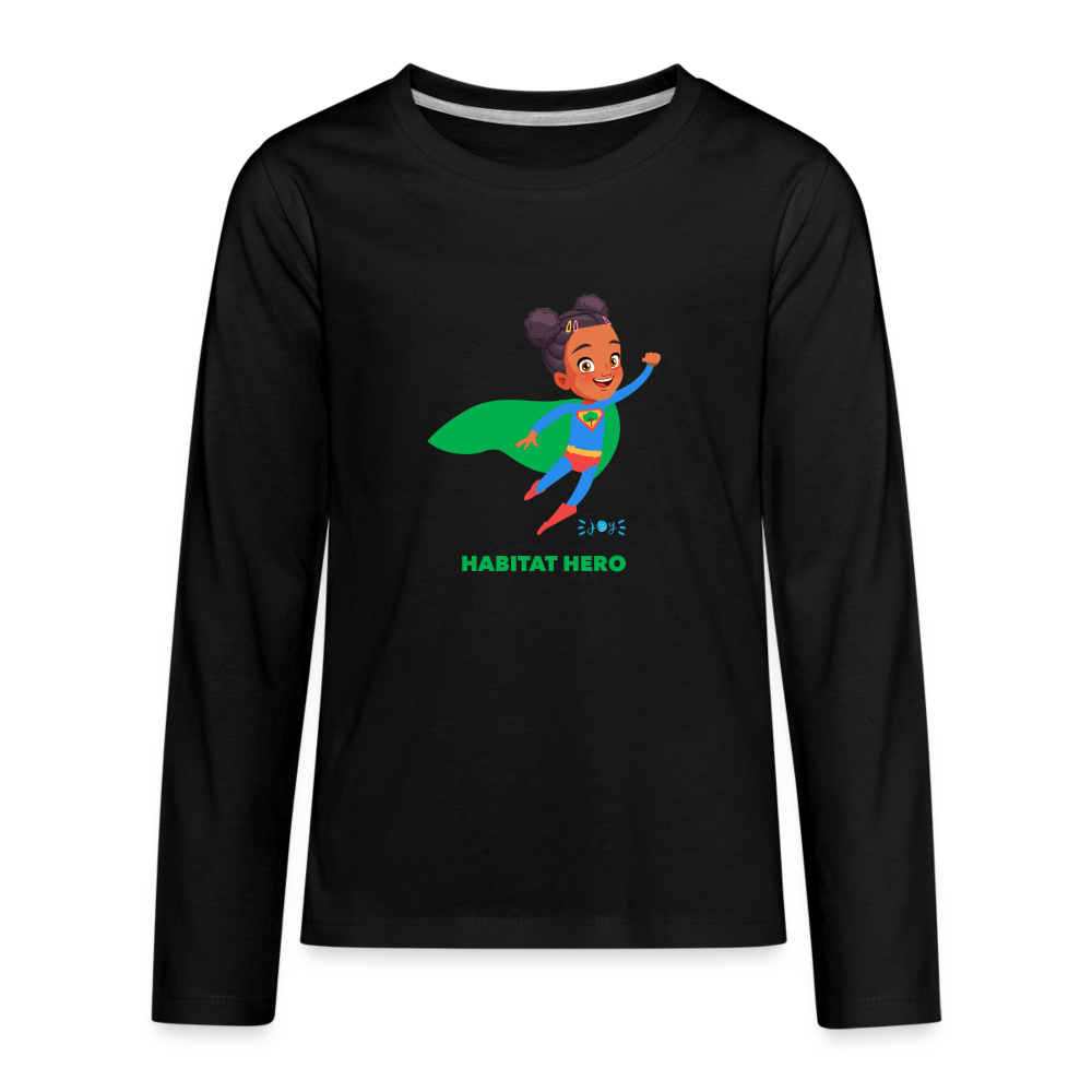 Habitat Hero •  Kids Premium Long Sleeve T-Shirt -S2 #CAWildfireRelief - black