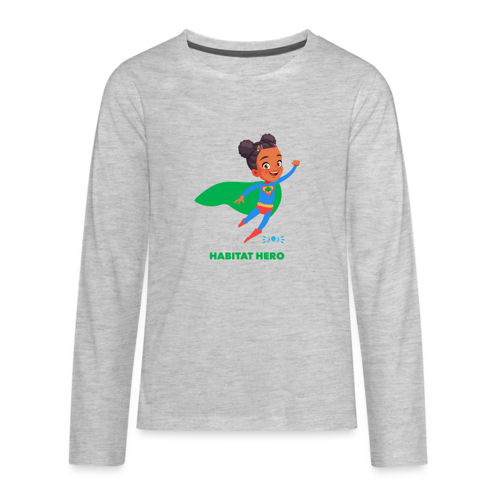 Habitat Hero •  Kids Premium Long Sleeve T-Shirt -S2 #CAWildfireRelief - heather gray