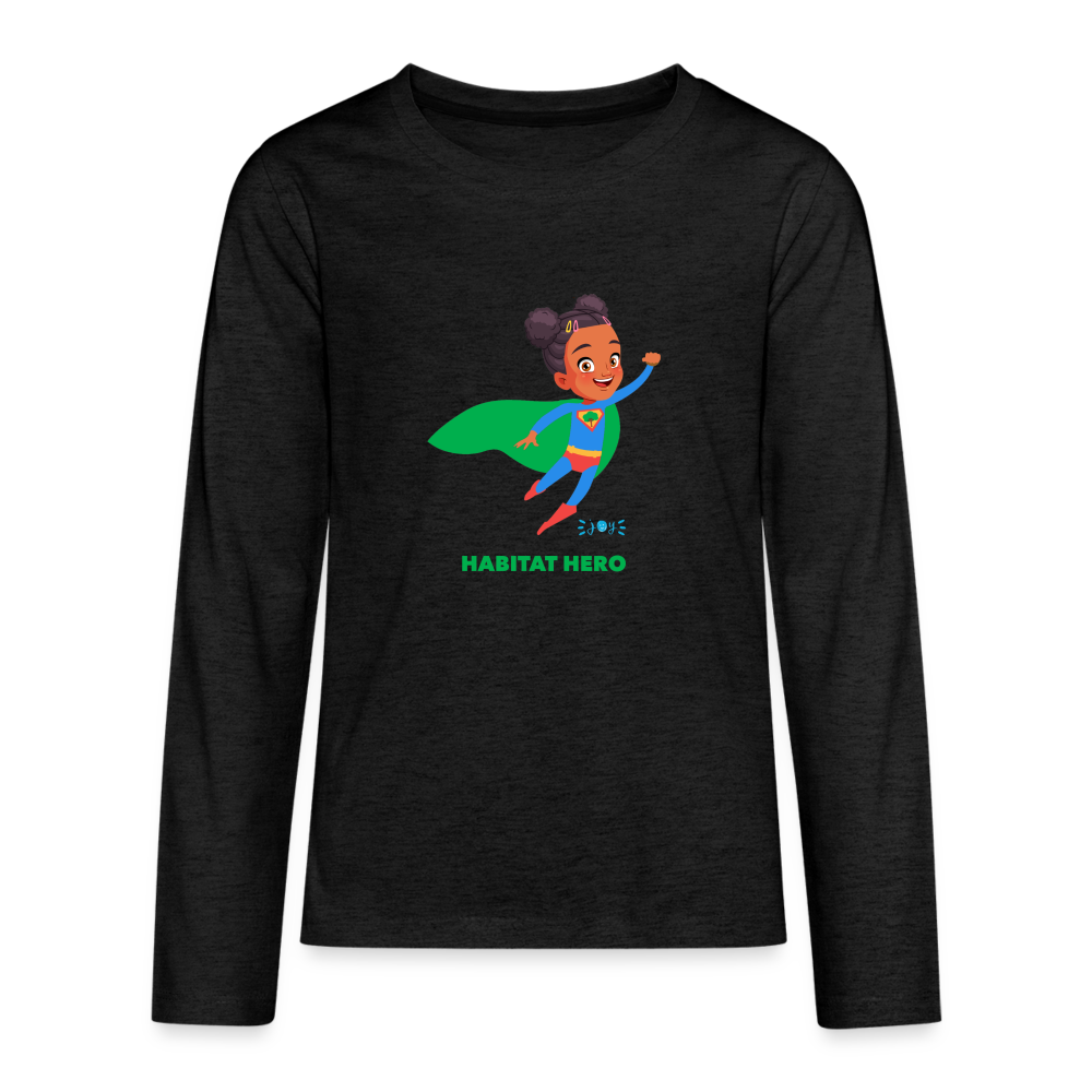 Habitat Hero •  Kids Premium Long Sleeve T-Shirt -S2 #CAWildfireRelief - charcoal grey