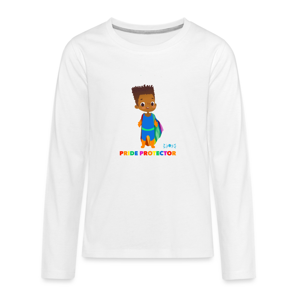 Pride Protector •  Kids Premium Long Sleeve T-Shirt -S3 #LGBTQRights - white