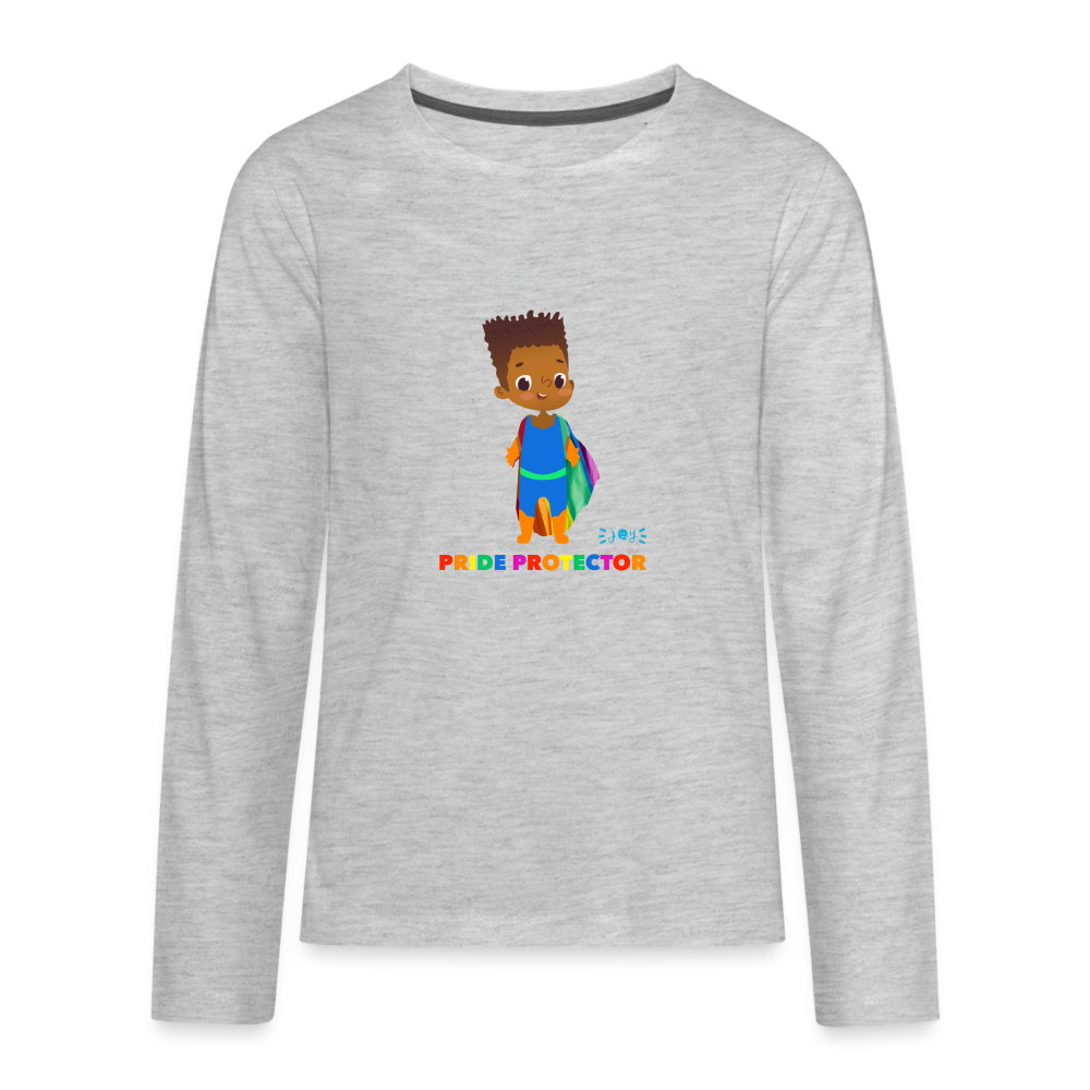 Pride Protector •  Kids Premium Long Sleeve T-Shirt -S3 #LGBTQRights - heather gray