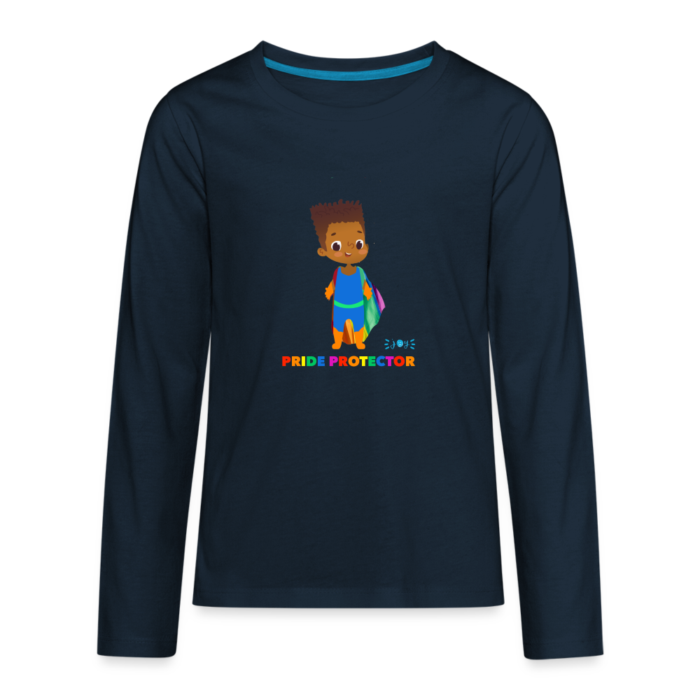 Pride Protector •  Kids Premium Long Sleeve T-Shirt -S3 #LGBTQRights - deep navy