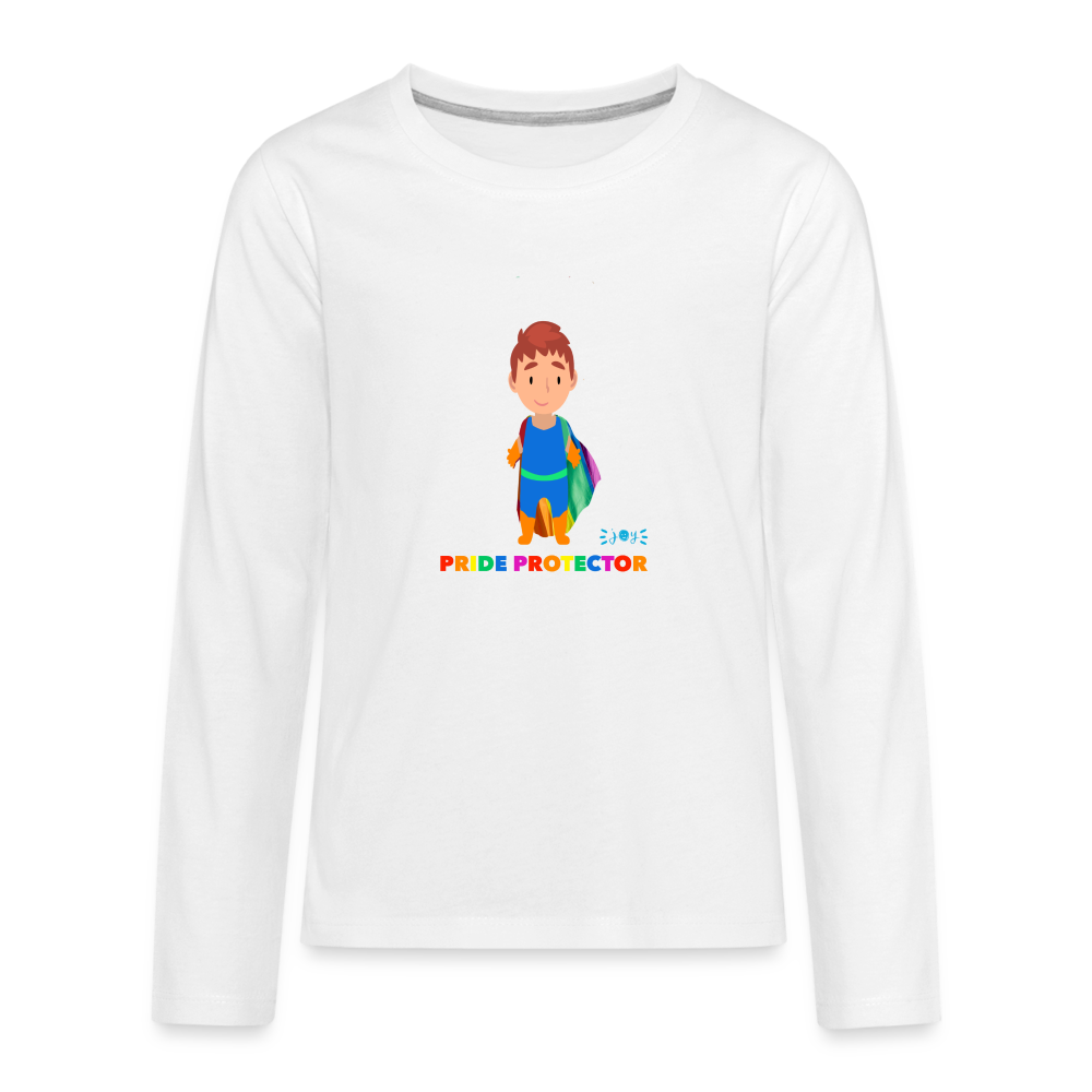 Pride Protector •  Kids Premium Long Sleeve T-Shirt -S4 #LGBTQRights - white