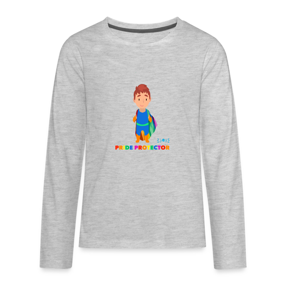 Pride Protector •  Kids Premium Long Sleeve T-Shirt -S4 #LGBTQRights - heather gray