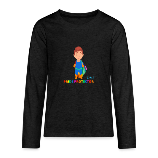 Pride Protector •  Kids Premium Long Sleeve T-Shirt -S4 #LGBTQRights - charcoal grey