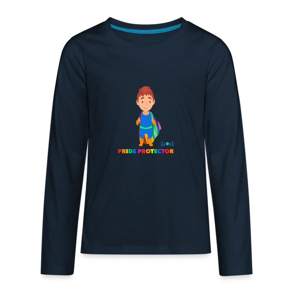 Pride Protector •  Kids Premium Long Sleeve T-Shirt -S4 #LGBTQRights - deep navy