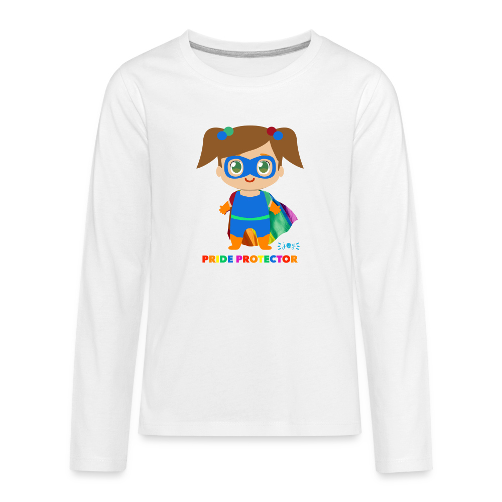 Pride Protector •  Kids Premium Long Sleeve T-Shirt -S1 #LGBTQRights - white