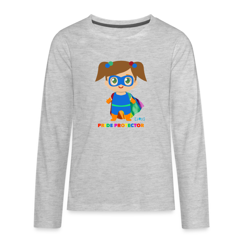 Pride Protector •  Kids Premium Long Sleeve T-Shirt -S1 #LGBTQRights - heather gray