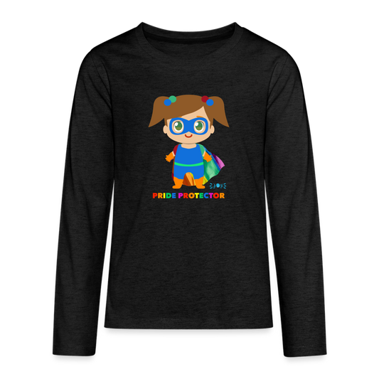 Pride Protector •  Kids Premium Long Sleeve T-Shirt -S1 #LGBTQRights - charcoal grey