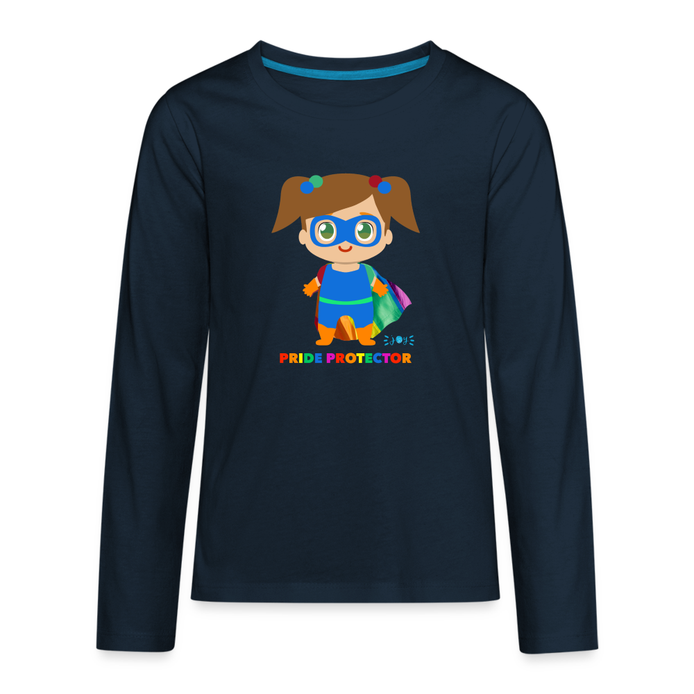 Pride Protector •  Kids Premium Long Sleeve T-Shirt -S1 #LGBTQRights - deep navy