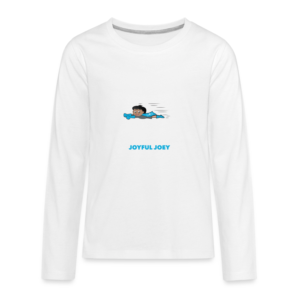 Joyful Joey •  Kids Premium Long Sleeve T-Shirt -S1 #JOY - white