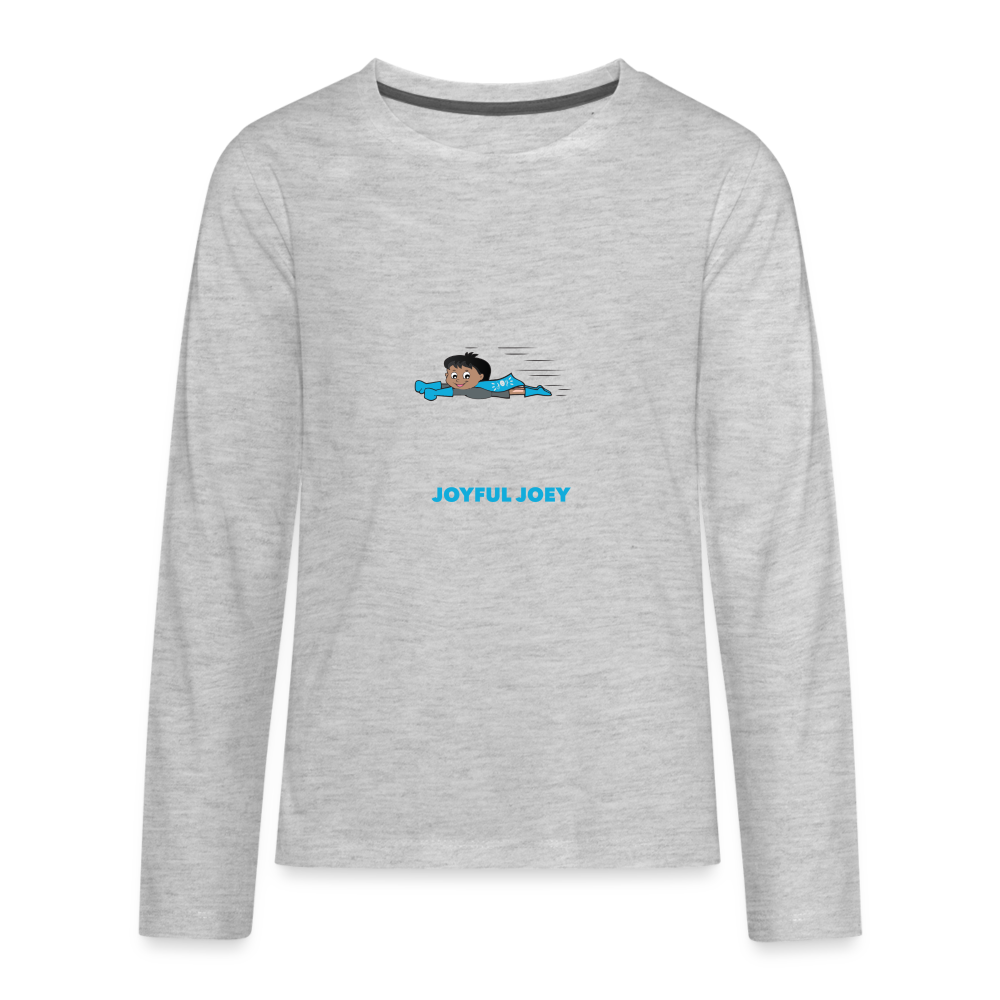 Joyful Joey •  Kids Premium Long Sleeve T-Shirt -S1 #JOY - heather gray